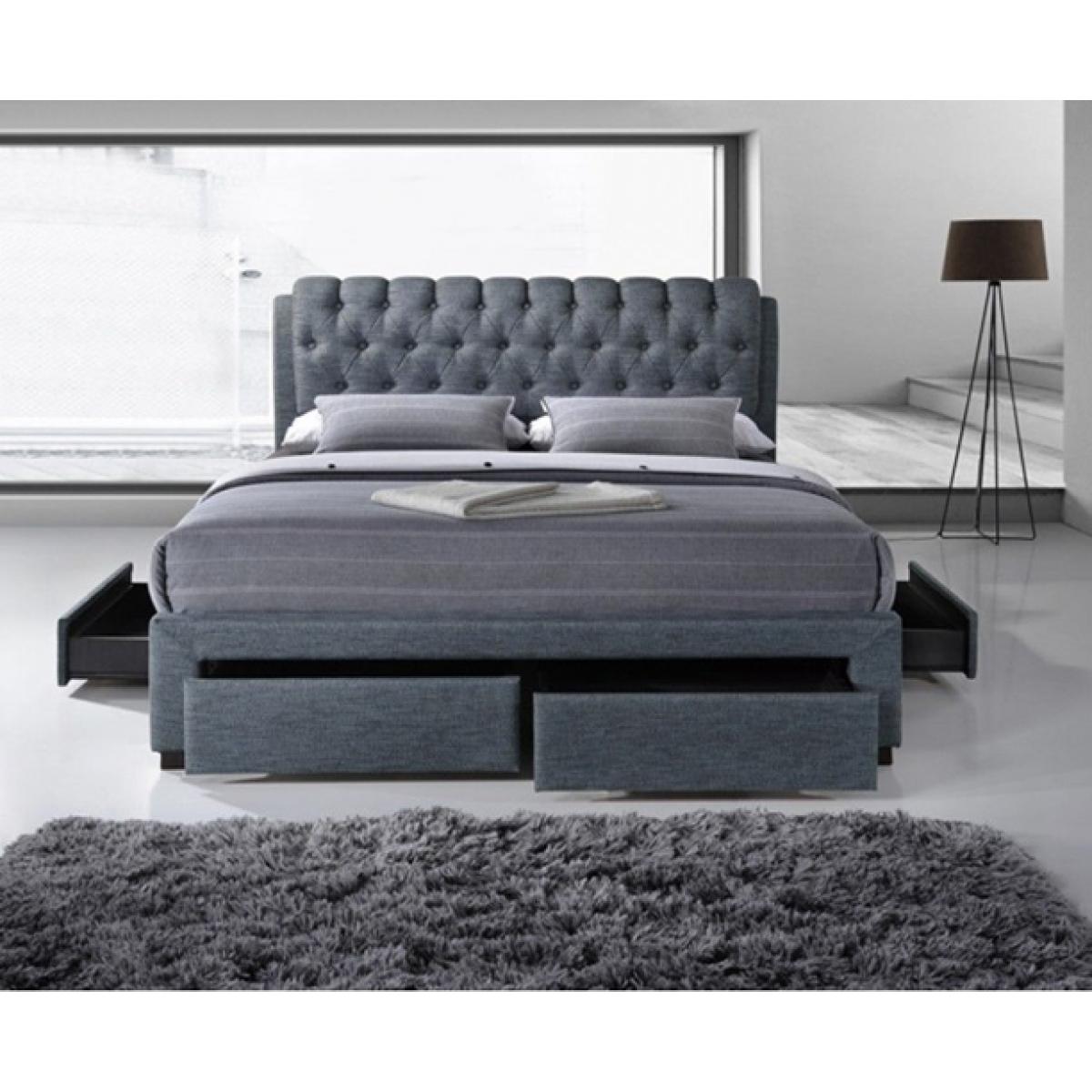 Alexander Dark Grey Fabric 4 Drawer Modern Storage Bed